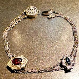 HEAVY Solid 14K solid Gold Slide Charms Bracelet Gemstones